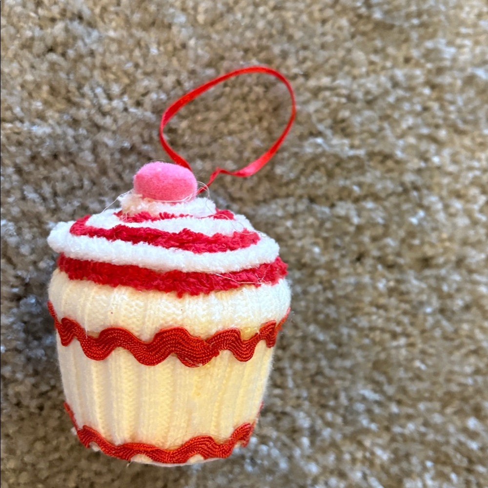 Red and White Cupcake Ornament